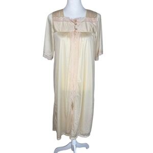 SM Intimate Vintage Cream Lace Trim Nightgown and‎ Robe Set Size Medium